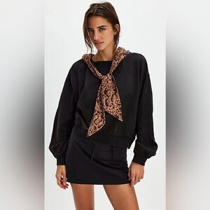 Free People Headscarf Hoodie. NWT. Cheetah combo